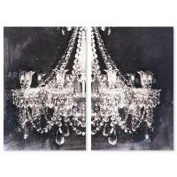 Oliver Gal Fashion And Glam Black Chandelier Two Piece' Chandeliers - Floater Frame Painting on Canvas