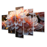 Latitude Run® Dahlia Field Sunrise I - Floral Metal Wall Art Prints Set 5