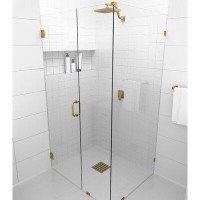 Glass Warehouse Illume 52 in. x 39.5 in. x 78 in. 90-degree Fully Frameless Wall Hinged Glass Shower Enclosure