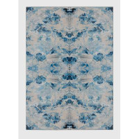 17 Stories Hasena Machine Woven Polyester/Chenille Area Rug in Blue