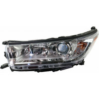 Head Lamp Driver Side Toyota Highlander Hybrid 2017-2019 With Smoked Chrome With Chrome Bezel Without Led Drl Le/Le Plus