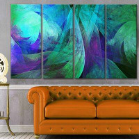 Design Art 'Green Fractal Abstract' Graphic Art Print Multi-Piece Image on Canvas