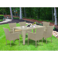 Bay Isle Home™ Bay Isle Home 87034616613840ACB97FFF68DFF1B32F 7Pc Outdoor Natural Colour Wicker Dining Set Includes A Pa