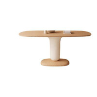 Corrigan Studio Simple Modern Solid Wood Oval Original Wood Color Dining Table