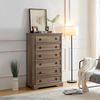Breakwater Bay 6 Drawer Dresser, 74" Tall Chest of Drawers, Farmhouse Storage Dressers for Living Room, Hallway