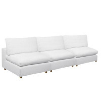 Latitude Run® Plush Comfort 3-Seat Sectional Sofa – Contemporary White Upholstered Couchfor Living Room