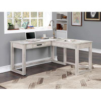 Gracie Oaks Ledon Height Adjustable L-Shaped Desk with Built in Outlets