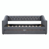 Winston Porter Upholstered Twin Size daybed with Two Drawers