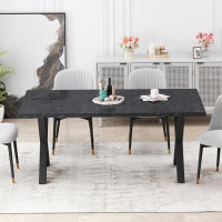 House On Tree Modern Square Dining Table with Printed  Marble Table Top+ X-Shape Table Leg