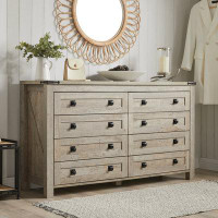 Millwood Pines Adarra 54" W 8 Drawers Dresser Organizer, Wood Rustic Wide Chest of Drawers
