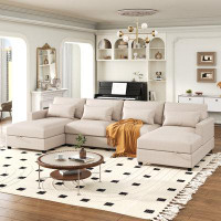 Latitude Run® Modern Large U-Shape Sectional Sofa, 2 Large Chaise With Storage Space, 4 Lumbar Support Pillows