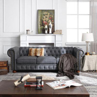 Williston Forge Classic Chesterfield Sofa Faux Leather