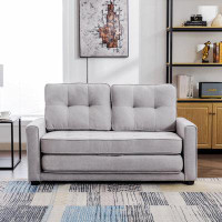Ebern Designs Loveseat Sofa With Pull-Out Bed Modern Upholstered Couch With Side Pocket For Living Room Office_33.9" H x
