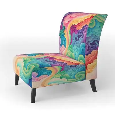 Ivy Bronx Multicolor Swirly Clouds II - Upholstered Modern Accent Chair