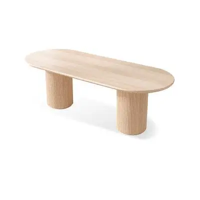 WONERD Burlywood Oval Solid Wood Dining Table