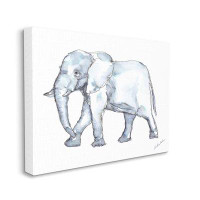 Stupell Industries Elephant Walking Casual Watercolor Sketch Style Jet Black Framed Floating Canvas Wall Art By Kendra S