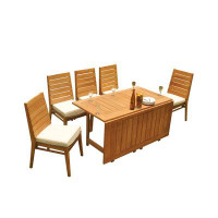 Teak Smith Grade-A Teak Dining Set: 60" Sqr Rectangle Butterfly Table And 5 Charleston Stacking Armless Chairs