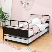 Latitude Run® Twin Size Metal Platform Bed with Trundle