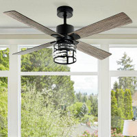 Latitude Run® Daquasha 52" 4 - Blade Smart Standard Ceiling Fan with Remote Control, Wall Control and Light Kit Included