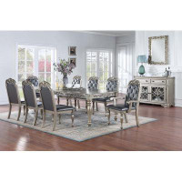 Bloomsbury Market Traditional 9Pc Dining Set Table-Faux Leather-30" H x 42" W x 72" D