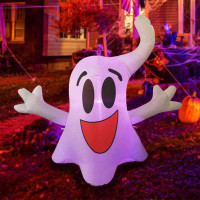 The Holiday Aisle® Halloween Inflatable 4 Ft Cute Hanging Ghost Halloween Decorations Outdoor Light Up Ghost Decorations