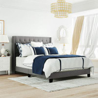 Winston Porter Upholstered Platform Bed With Classic Headboard