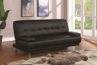 CF - Faux Leather Convertible Sofa Bed with Removable Armrests ( Black or Brown )