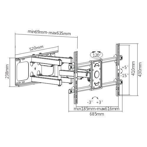 PROTECH FL-535 37 TO 80 FULL MOTION/ARTICULATING TV WALL MOUNT DUAL ARM FOR LCD/LED/PLASMA TV $79.99 in General Electronics in Markham / York Region - Image 2