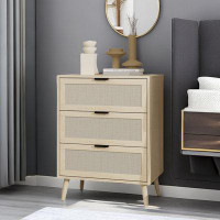 Bay Isle Home™ Rattan Accent Chest With 3 Drawers And Pine Legs