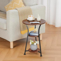 17 Stories 17 Stories Small Round End Table For Narrow And Small Space, 3-tier Round Accent Couch Beside Table, Modern S