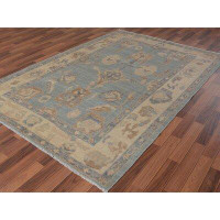 1800GETARUG One-of-a-Kind Hand-Knotted New Age Beige/Blue 6'2" x 8'10" Wool Area Rug