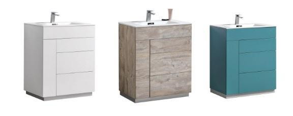 30 Inch High Gloss White, Teal Green or Natural Wood Vanity w Acrylic Countertop D=18.5 Inch ( Also in 36, 48 or 60 ) in Cabinets & Countertops in Alberta