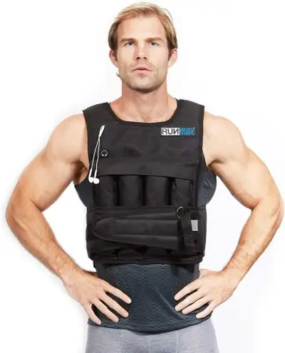 Exclusive Deal! RUNMax Adjustable Weighted Vest - 12lbs-140lbs, Shoulder Pads Option