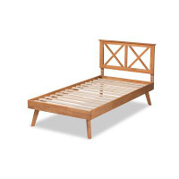 Everly Quinn Lefancy Aikam Modern and Contemporary Brown Finished Wood Full Size Platform Bed