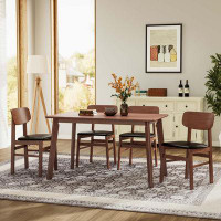 George Oliver 5 Pieces Dining Table Set 1 Dining Table And 4 Chairs-Faux Leather-29.13" H x 29.53" W x 47.24" D