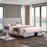 Latitude Run® Drawer Storage Upholstered Wingback Bed