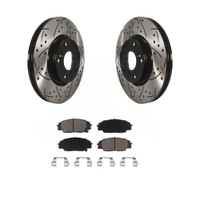 Front Coated Slotted Drilled Disc Rotors and Ceramic Brake Pads Kit by Transit Auto KDC-100149