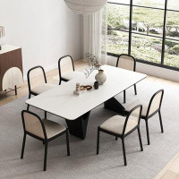 STAR BANNER 7- Piece Modern Simple Light Luxury Rectangular Rock Plate Dining Table Set with 6 Chairs