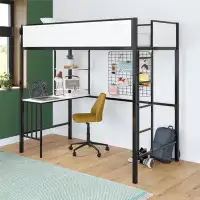 Novogratz Axel Metal Loft Bed with Desk and Shelves
