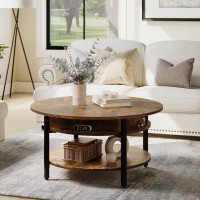 17 Stories Wynny Wood Round Lift-Top Small Coffee Table, Storage Cocktail Table