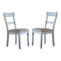 Ivy Bronx Side Chair (Set-2), Two Tone Grey Fabric & Pearl Grey Finish