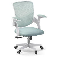 Ebern Designs Upgraded Mesh Office Chair - Green Ergonomic Computer Chair With Flip-up Arms And Lumbar Support - Height