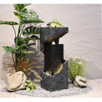 Hi-Line Gift Ltd. 35" H Outdoor Waterfall Fountain with Warm White LEDS