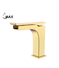 Waterfall Single Handle Bathroom Faucet Brushed Gold Finish
