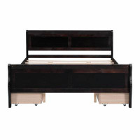 Alcott Hill Wood Platform Bed with 7 Drawers and Streamlined Headboard