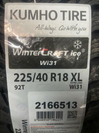 4 Brand New Kumho Wintercraft Ice Wi31 225/40R18 XL Winter tires    *** WallToWallTires.com ***