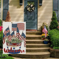 The Holiday Aisle® 4Th Of July Garden Flag Featuring Small American Flags For Patriotic Theme Decor - (12" X 18") Size
