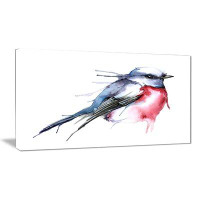 Made in Canada - East Urban Home 'Bird in Blue and Red' Oil Painting Print on Canvas