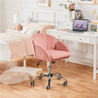 Latitude Run® Latitude Run® Modern Vanity Chair Swivel Rolling Chair With Armrests, Pink