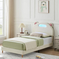 Wrought Studio Upholstered Platform Bed With LED Lights And Headboard For Kids' Room